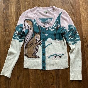 RARE Anthropologie Squirrel 🐿 Cardigan Sweater M